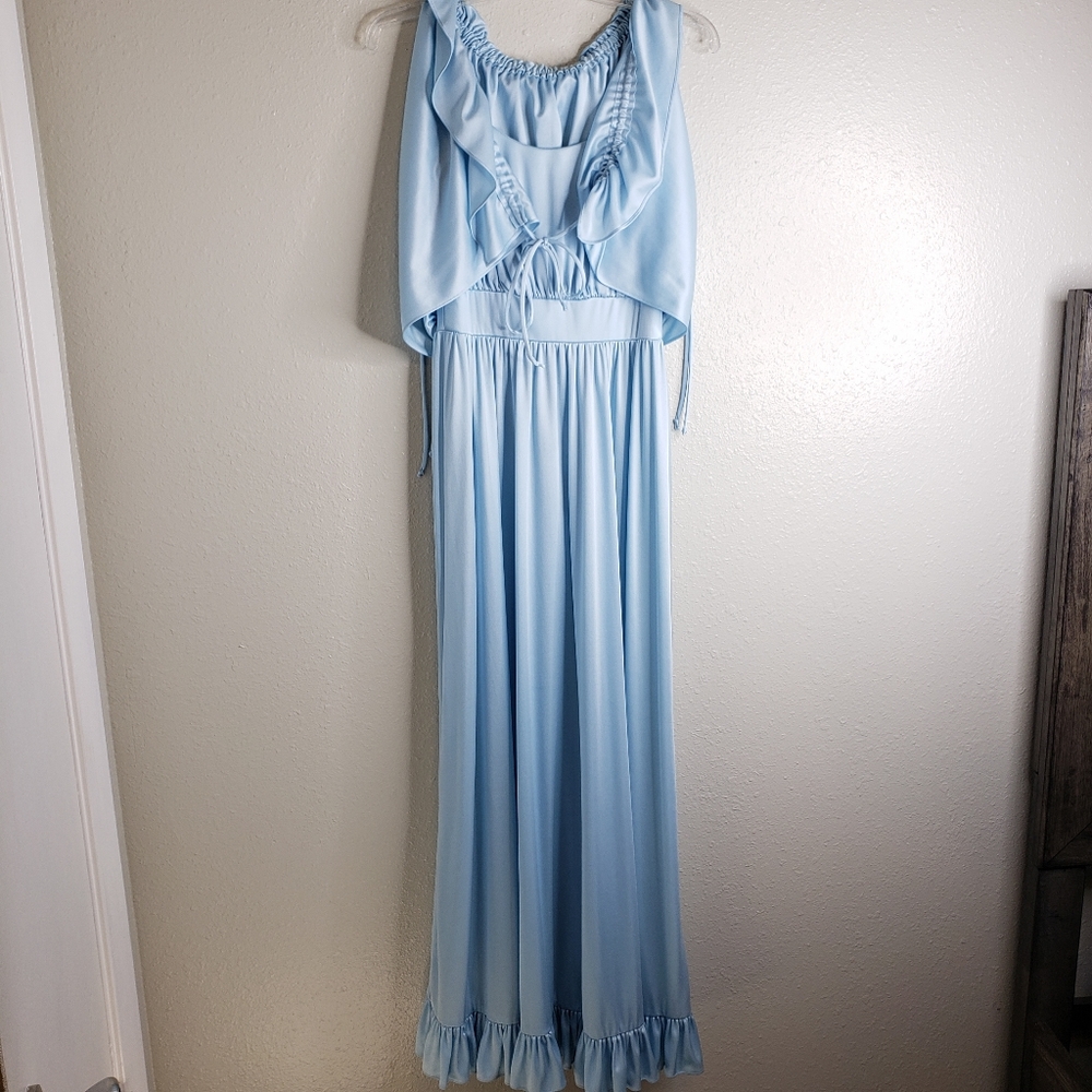 Vintage S baby blue maxi dress set
